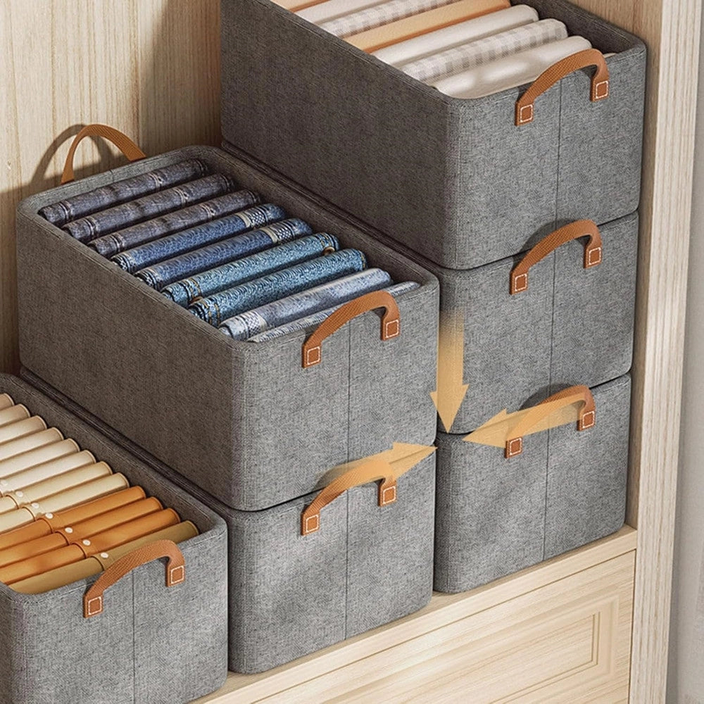 Trade Shop - Scatola Portaoggetti Pieghevole Organizer Portatile Tessuto Telaio In Metallo 47x28x20cm -