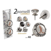 Trade Shop - Kit 2pz Pomelli Mobili Multiuso Pomello In Ceramica 40mm Decori Assortiti 843037 -