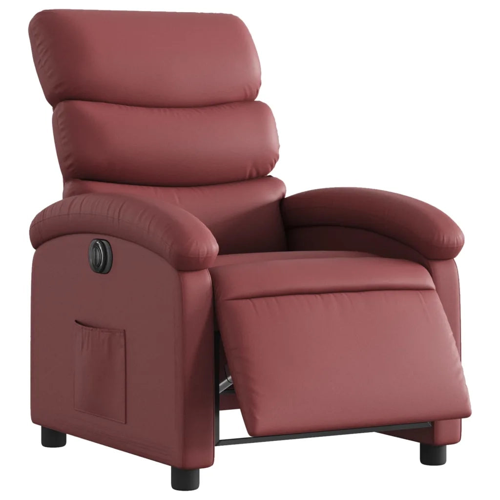 Divano Sedia-Poltrona Reclinabile Elettrica Rosso Vino in Similpelle 850693