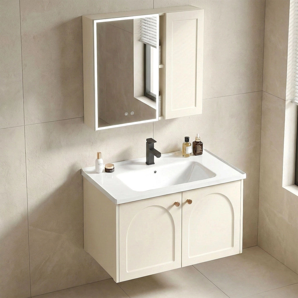 Set Di Mobili Da Bagno Con Lavabo Denver 60cm Creme