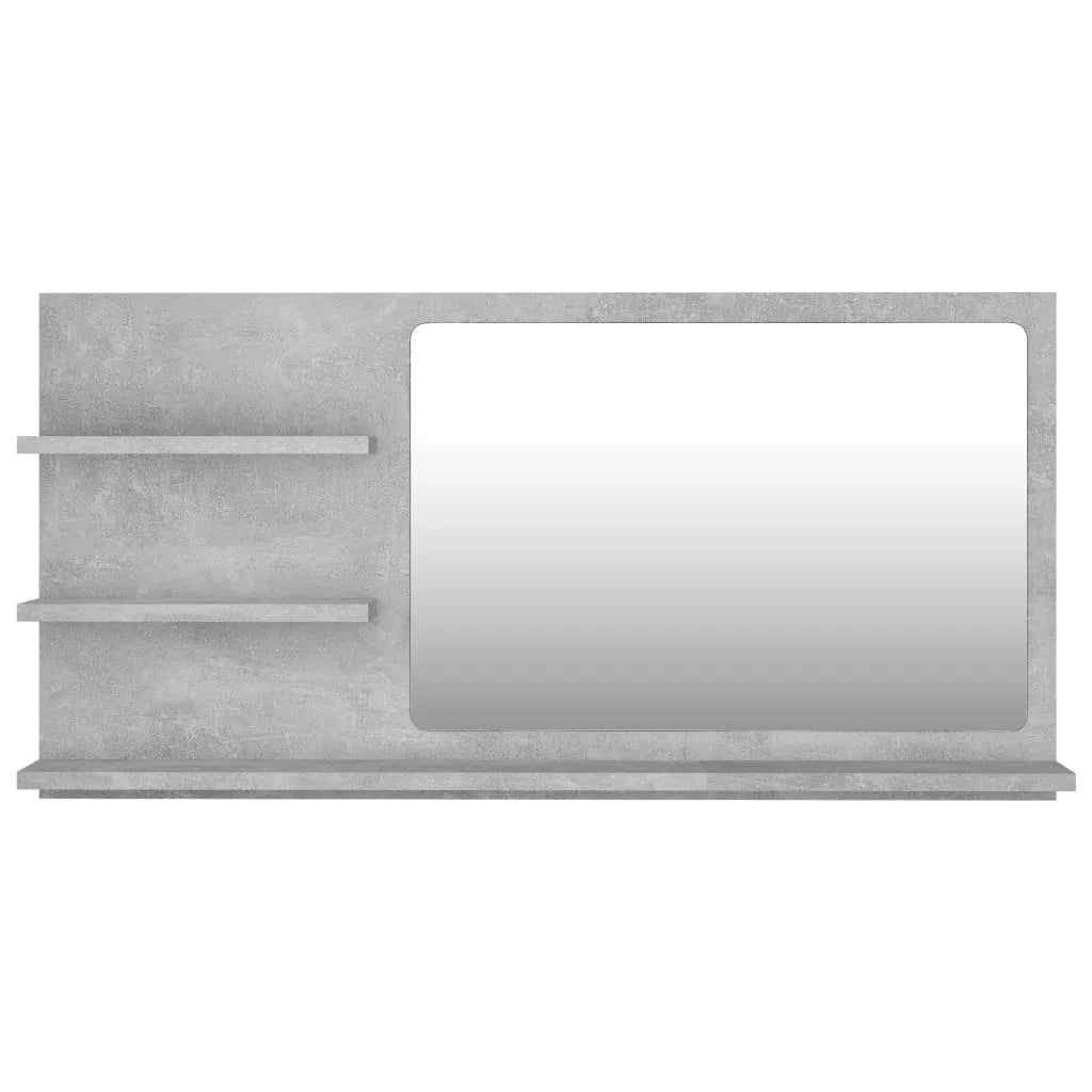 Specchio da bagno con 3 ripiani 90 x 10,5 x 45 cm truciolato grigio 02_0006947