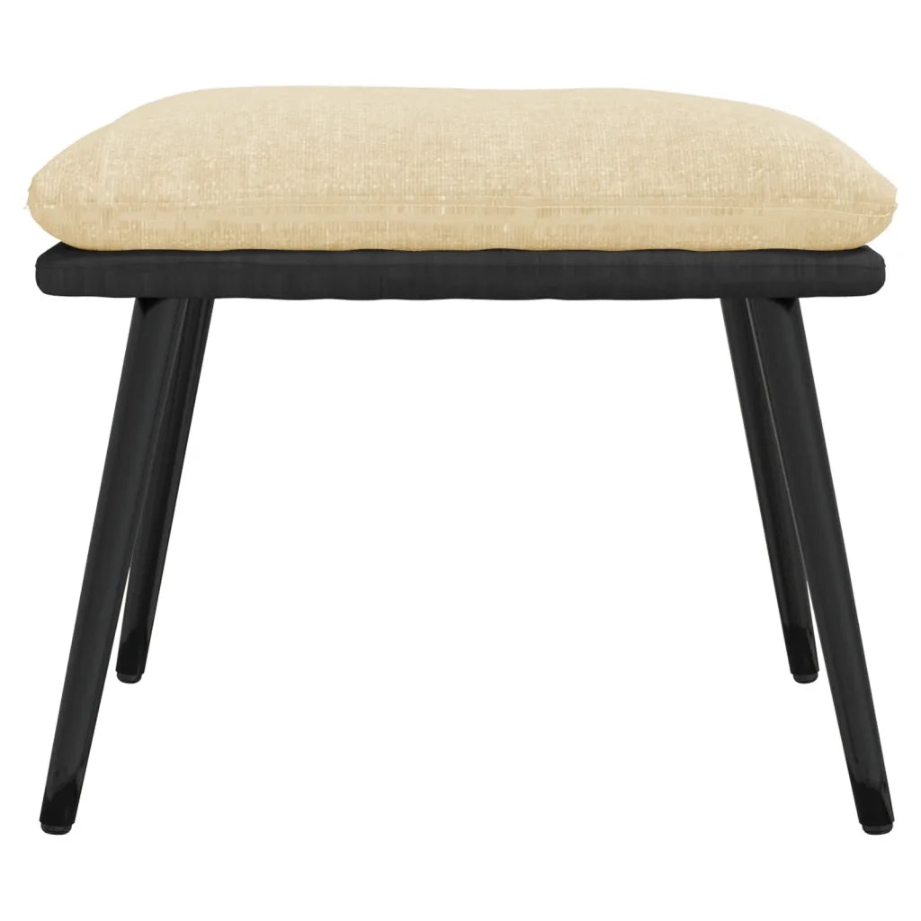Poggiapiedi Crema 45x29,5x35 cm in Tessuto e Similpelle 341517