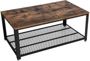 Tavolino da caffè tavolino laterale tavolino con ampio piano piedini regolabili protezioni per il pavimento struttura rigida in metallo facile da montare stile industriale 106 cm marrone scuro 12_0001001