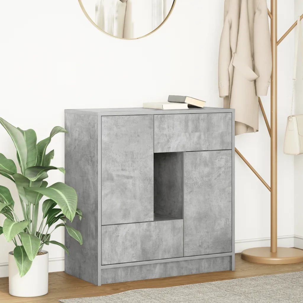 Credenza con Cassetti e Ante Grigio Cemento 70,5x34x74,5 cm 861844