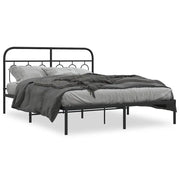 Letto matrimoniale | Letto per adulti | Giroletto con Testiera in Metallo Nero 150x200 cm