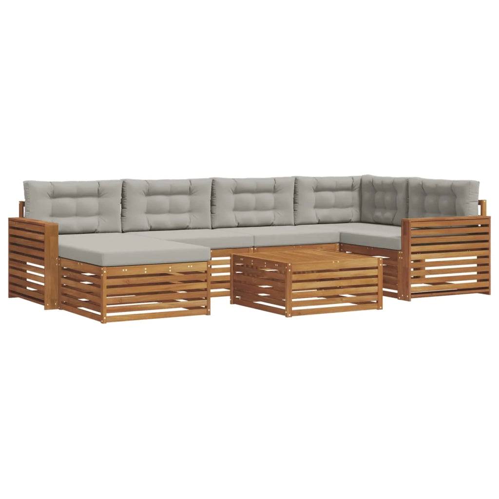 Set di divani da esterno 7 pcs Grigio Naturale e Chiaro