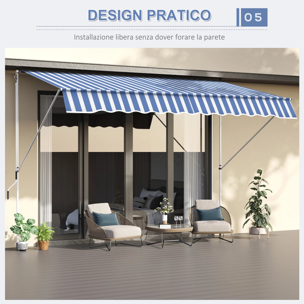 Tenda da Sole a Bracci ¨C zephmum ¨C Bianco e Blu 3x1.5m