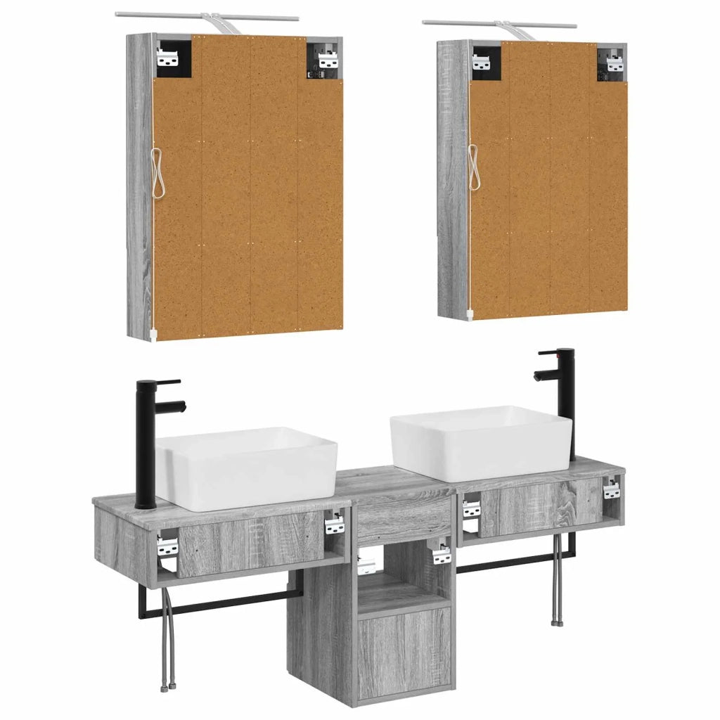 Set di Armadi da Bagno 5 pcs Sonoma grigio 50 x 14,5 x 70 cm 3406324