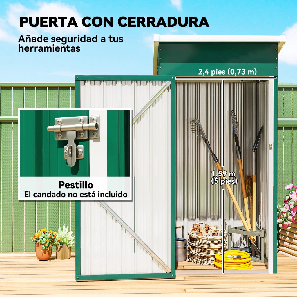 Caseta Giardino Esterno Metallo Verde 107,5x91x185 cm ¨C zephmum ¨C 0,74 m2