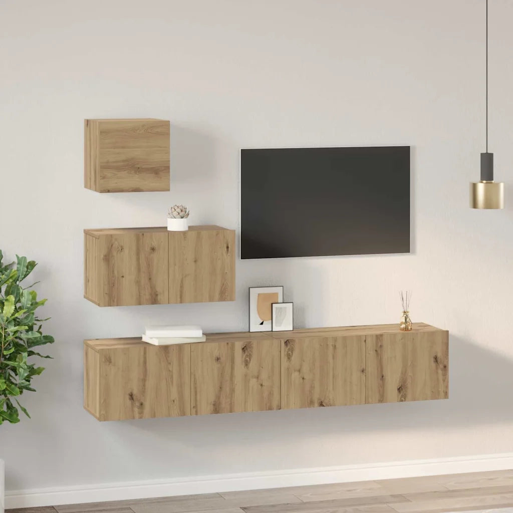 Set mobile TV 4 pcs Rovere artigianale Legno multistrato 3393437