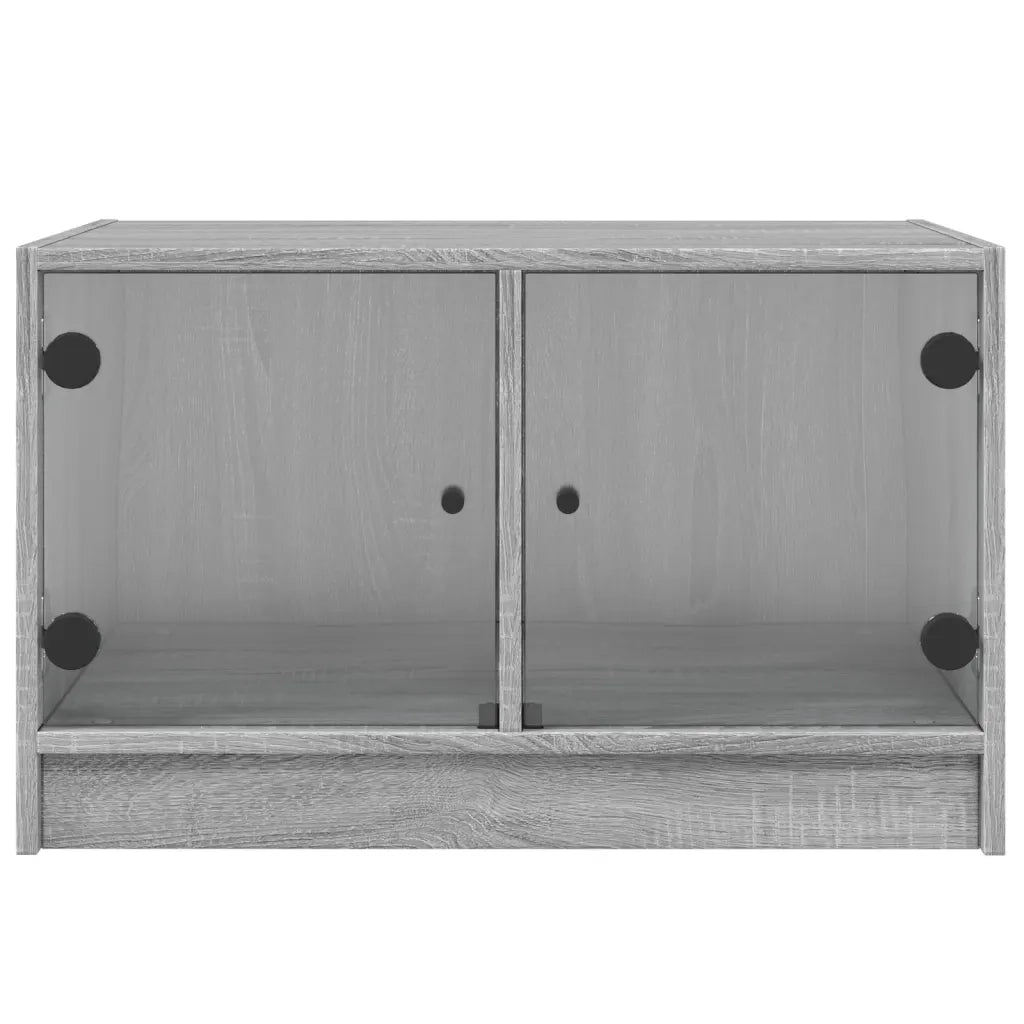 Tavolino da salotto | Tavolino da caff¨¨ | Tavolino da Soggiorno con Ante in Vetro Grigio Sonoma 68x50x42 cm