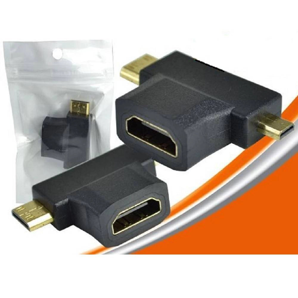 Trade Shop - Adattatore Video Convertire Spina Hdmi Femmina A Mini E Micro Hdmi Maschio Hf-103 -