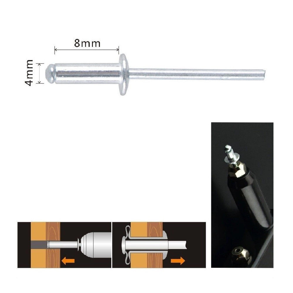 Trade Shop - Set 23 Pz Rivetti Rivetto 4 X 8mm Accessori Bricolage Ferramenta Fai Da Te 90815 -