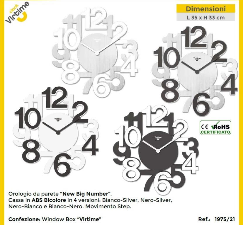 Orologio da Parete in ABS Big Numbers 32,8 x 34,5 cm 4 Modelli