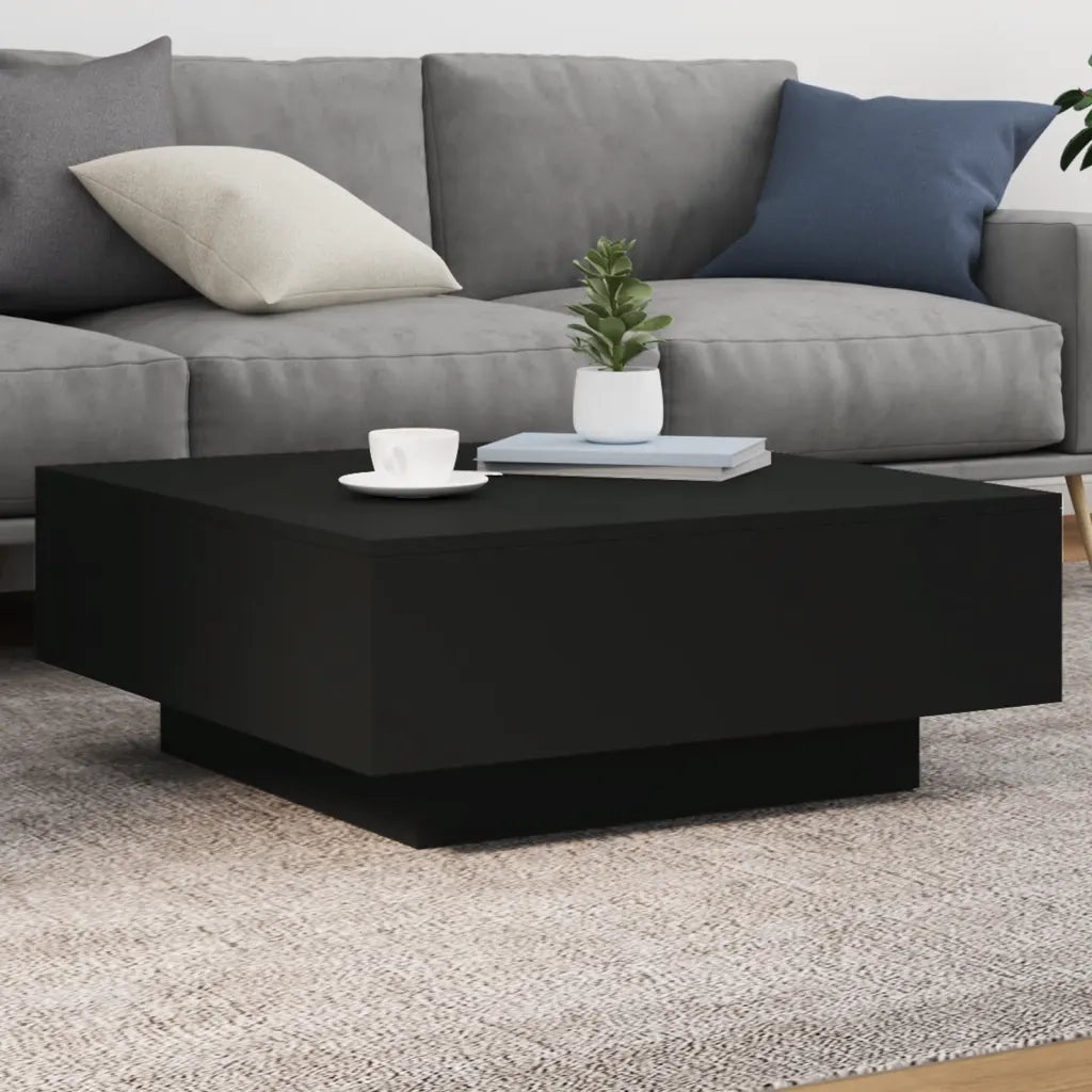 Tavolino da Soggiorno con Luci LED Nero 80x80x31 cmcod mxl 86072