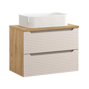 Set mobili bagno 80 cm con piano e lavabo da appoggio Kati Luxor Beige 80 x 1401 x 46 cm
