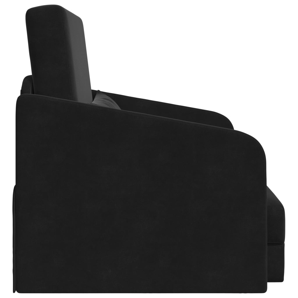 Divano Letto a Terra 2-in-1 Nero 65x80x83 cm in Velluto