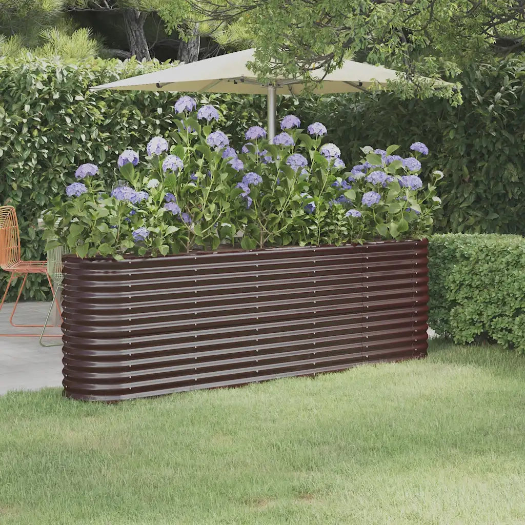 Fioriere | Cassetta per fiori | Letto Giardino Acciaio Zincato 224x40x68cm Marrone