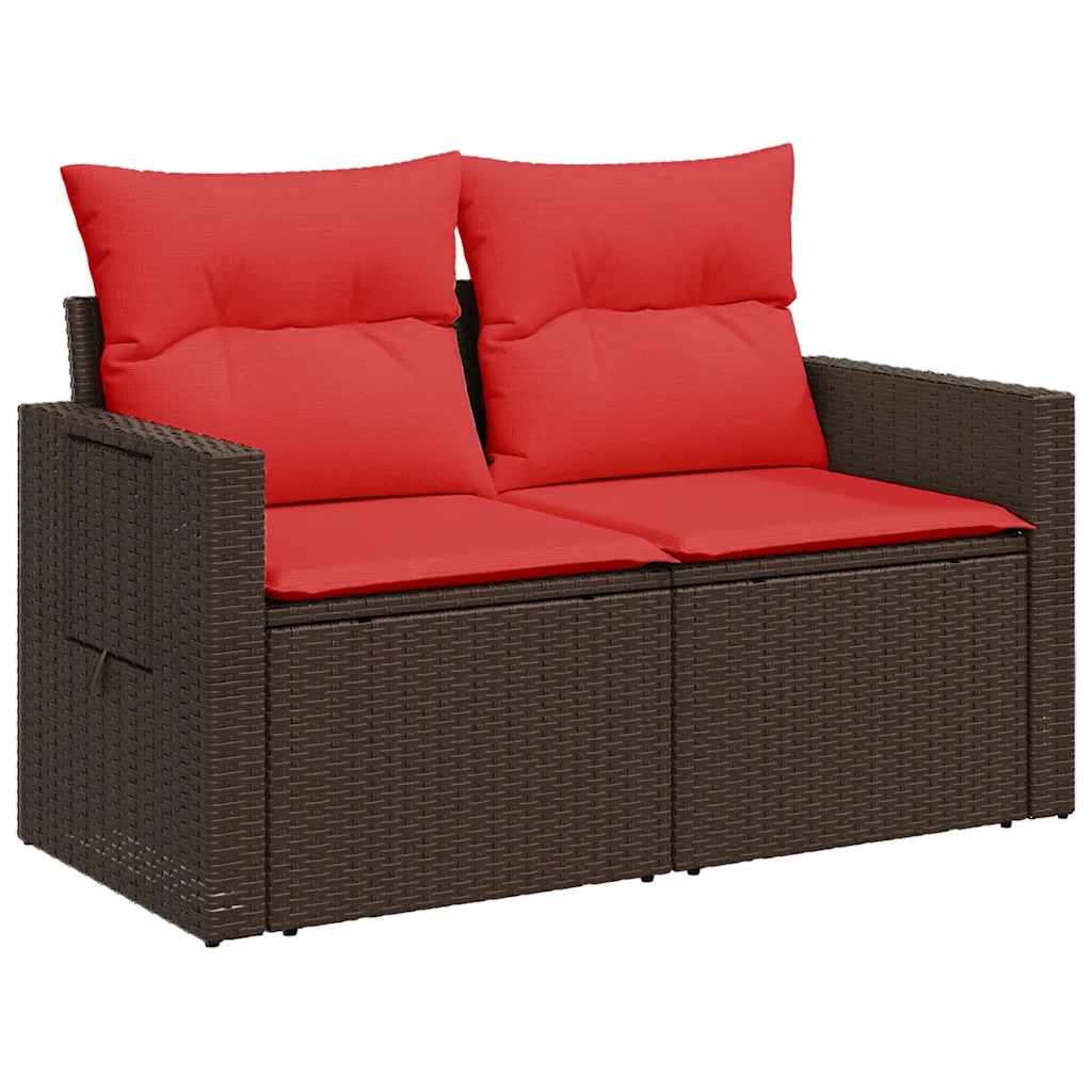 Set Divani da Giardino 11 pz con Cuscini Marrone in Polyrattan 3267524