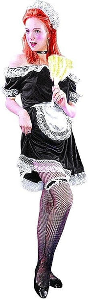 COSTUME CAMERIERA SEXY COSTUME DONNA ADULTO NERO  TAGLIA 40-42 CON CRESTINA E GREMBIULINO