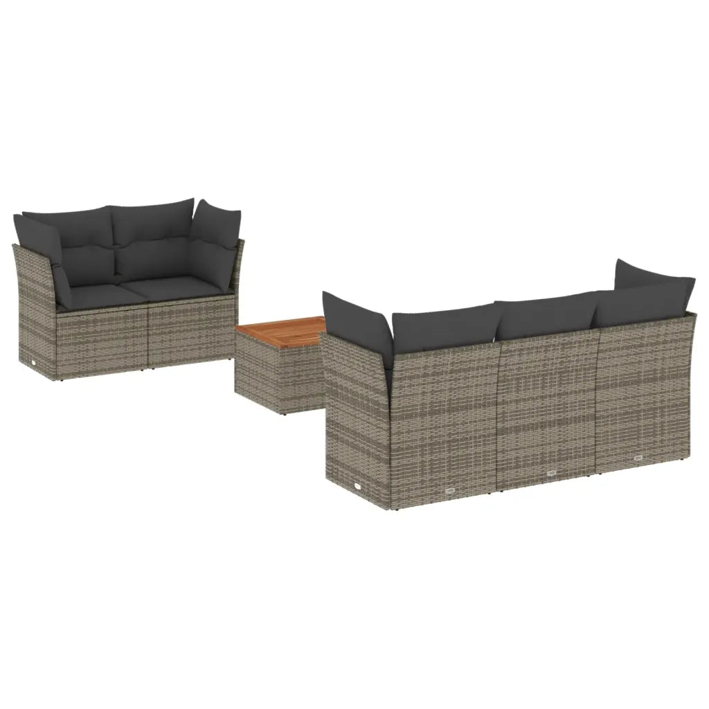Set Divano da Giardino 6 pz con Cuscini Grigio in Polyrattan