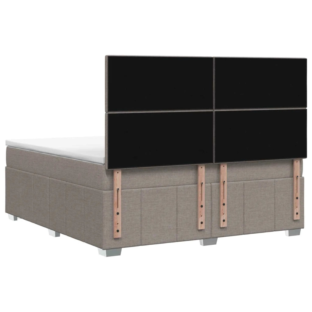 Letto Box Spring LED con Materasso Tortora 140 x 190 cm Tessuto 3455609