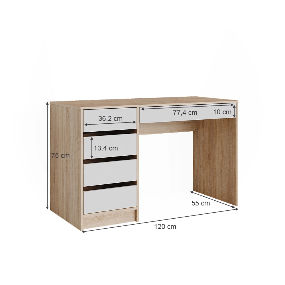 Vicco Tavolino da toilette Bianco/Sonoma 120 cm