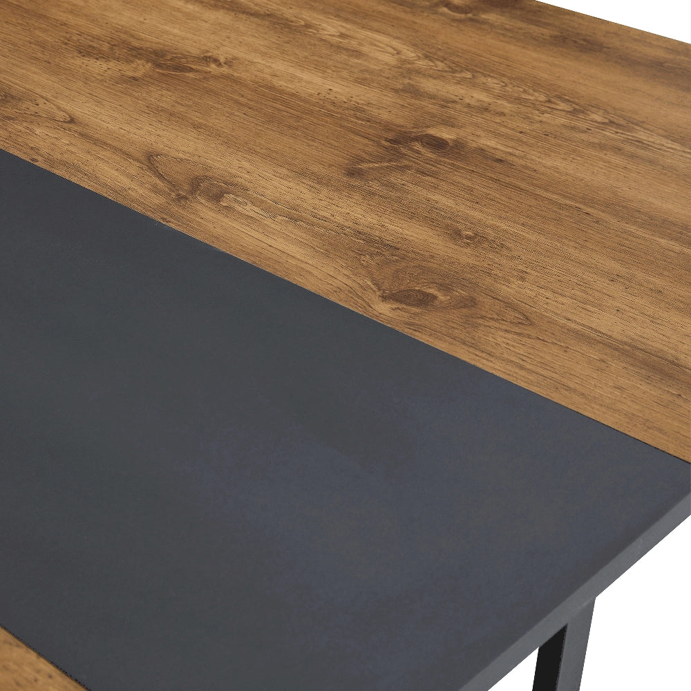 Tavolo da pranzo estensibile in legno e nero - Xylo - Struttura metallica stabile, per 4-6 persone