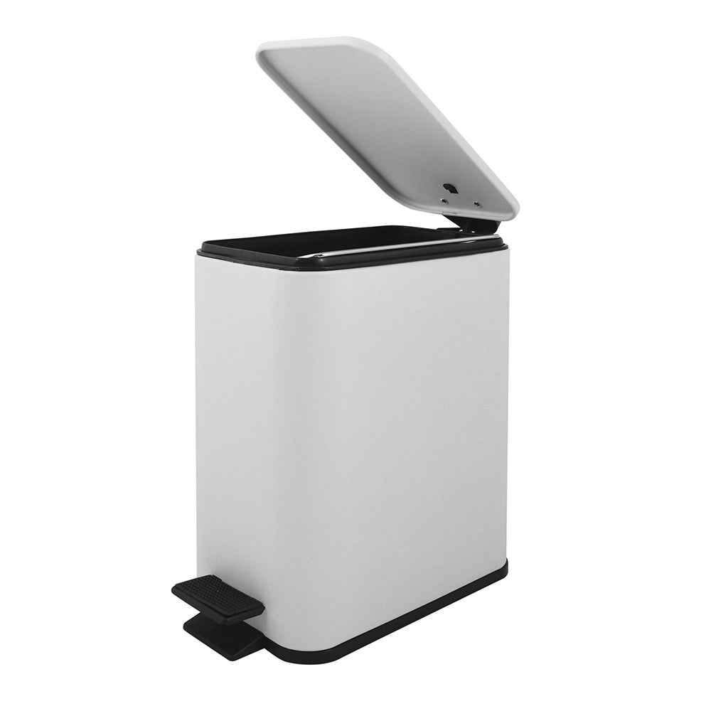 Pattumiera bagno 5 Lt in acciaio bianco opaco con apertura a pedale Rexa
