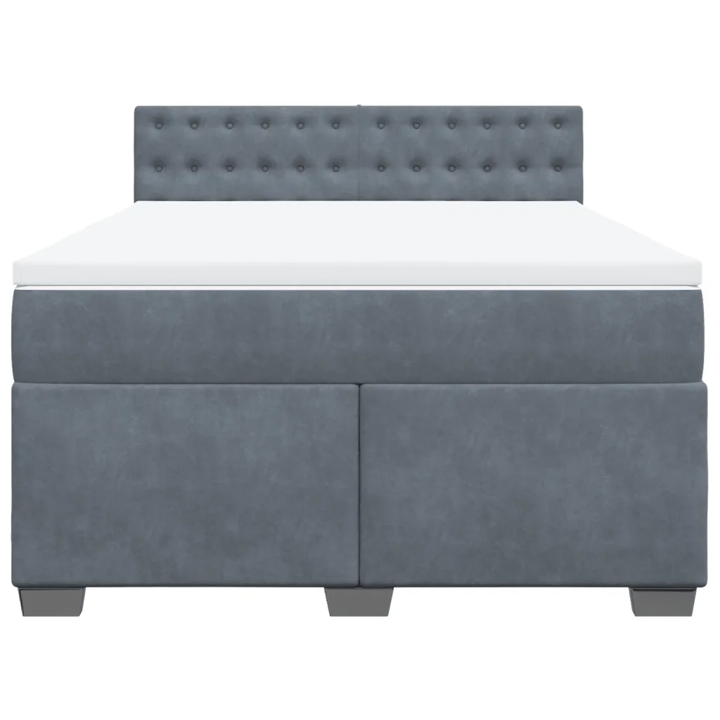 Giroletto a Molle con Materasso Grigio Scuro 140x200 cm Velluto