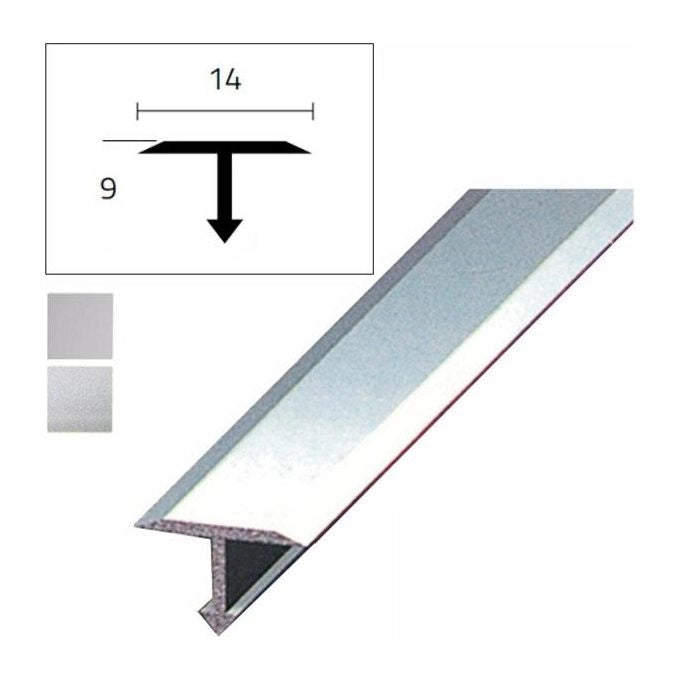 Arcansas Giunto a T in Alluminio Anodizzato 14x9 mm 90 cm colore Argento Satinato