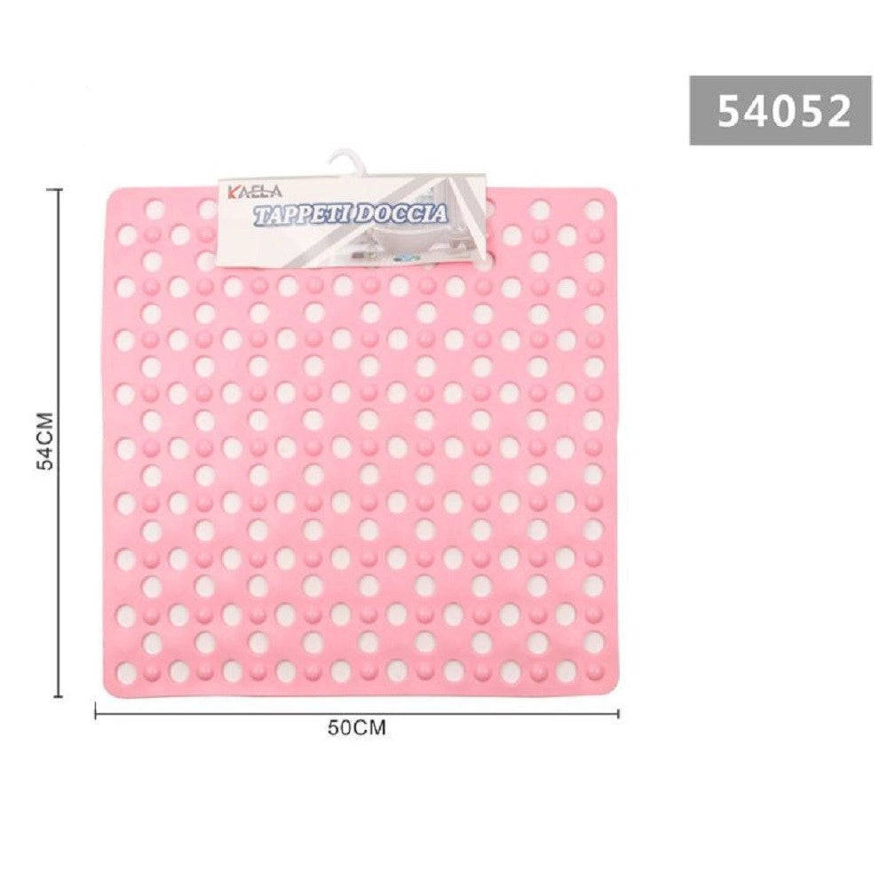 Trade Shop - Tappeto Tappetino Doccia Antiscivolo Quadrato 50x54 Cm Vasca Da Bagno 54052 Rosa -