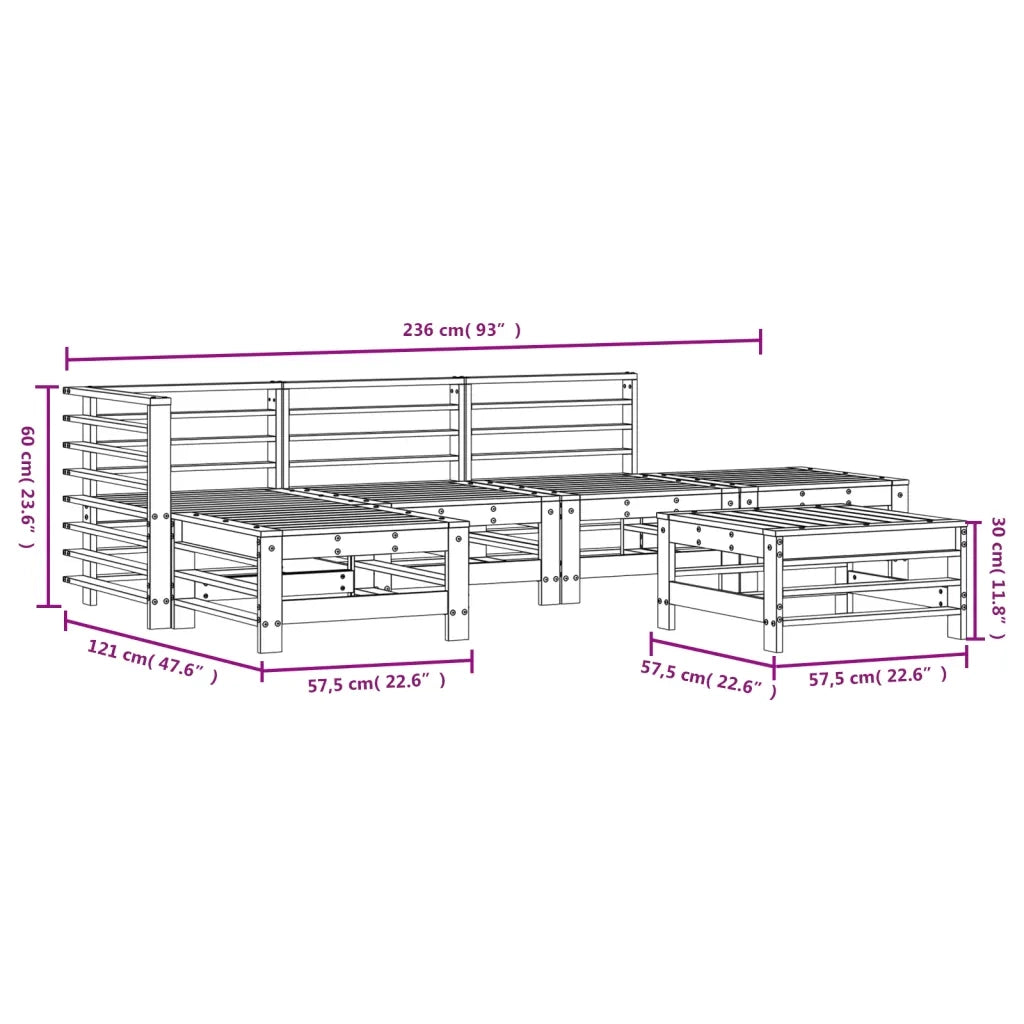 Set Salotto da Giardino 6 pz in Legno Massello di Douglas 3186338