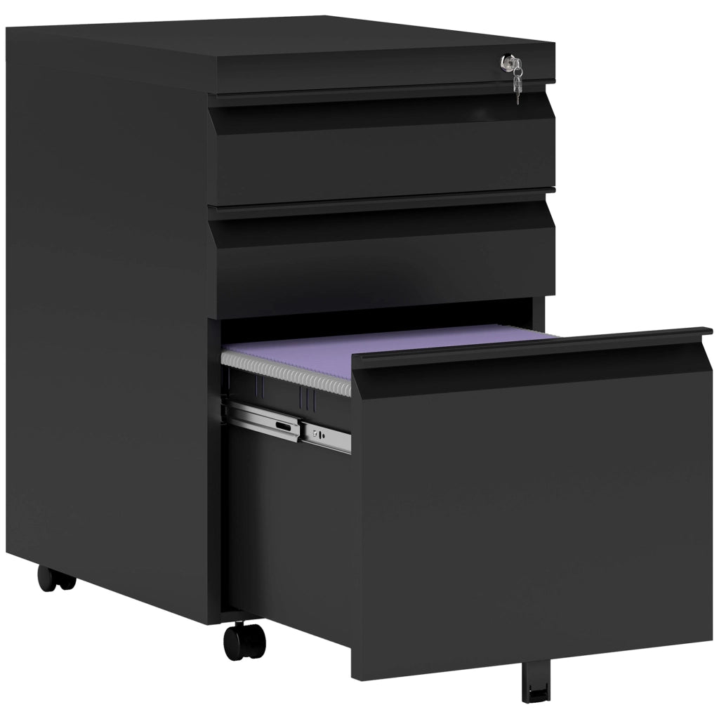 Carrello mobile con 3 cassetti ¨C zephmum ¨C nero, acciaio, 39x48x60 cm
