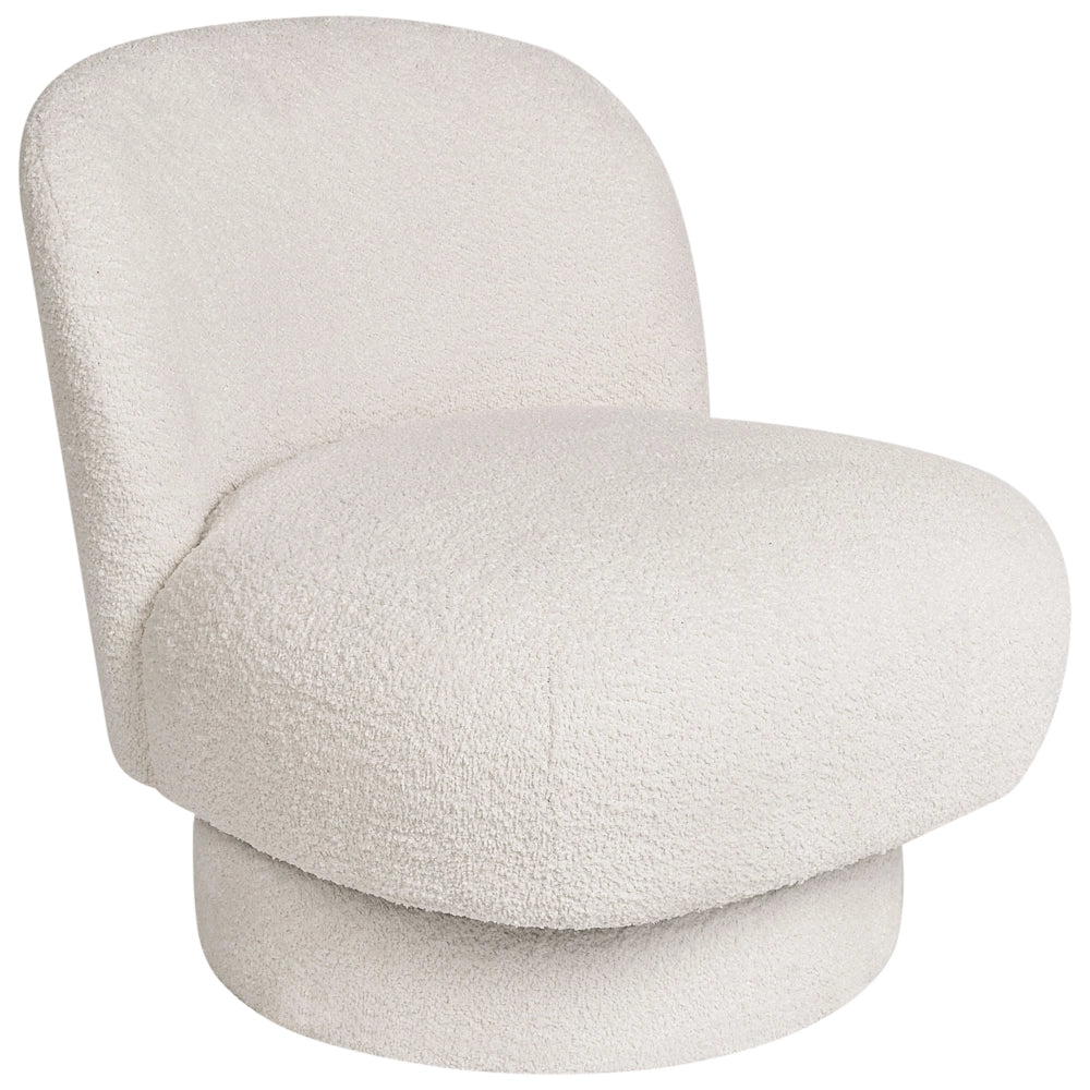 Poltrona girevole Poltrona club con rivestimento in bouclé bianco Schienale curvo Retro