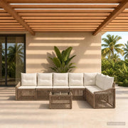 Set Divano da Giardino 8 pcs Beige polyrattan 3436020