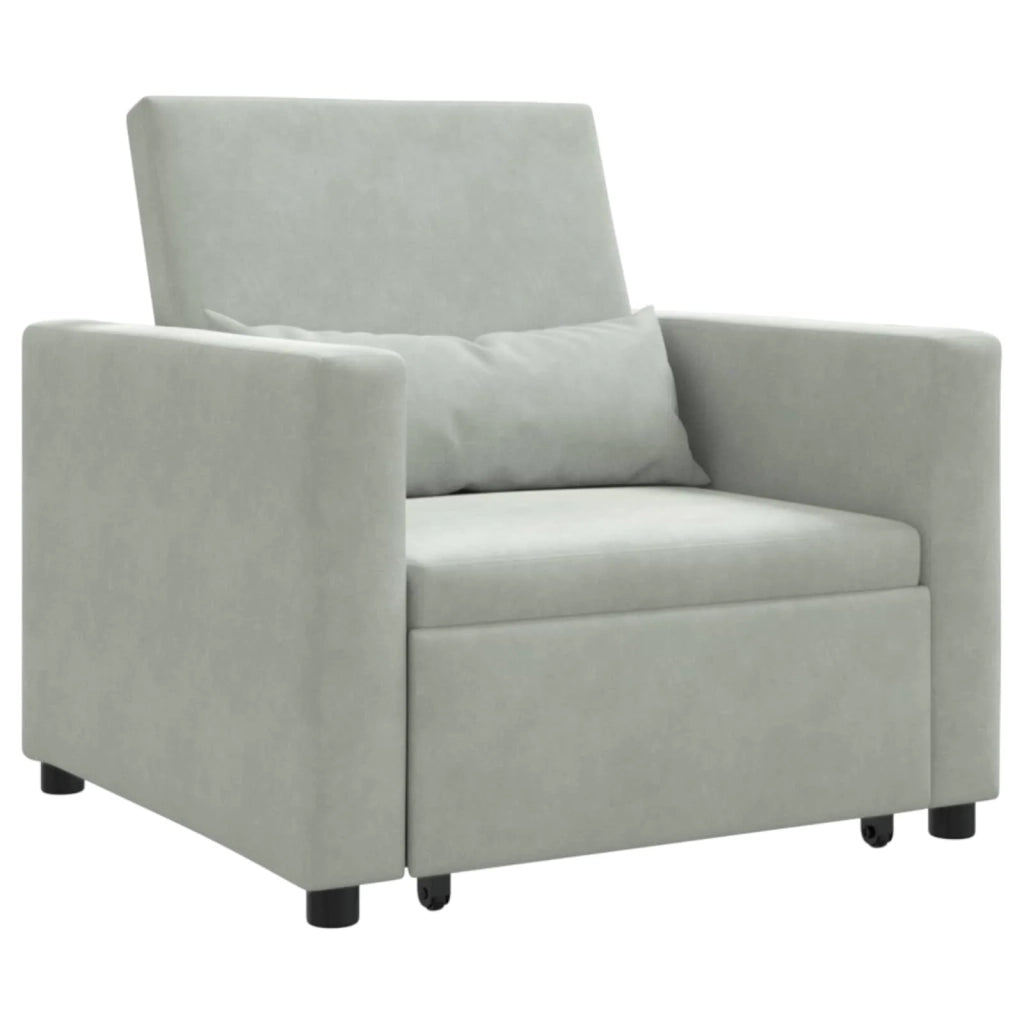 Divano letto | Sof¨¤ letto | Letto singolo estraibile singolo con ruote Grigio chiaro Velluto