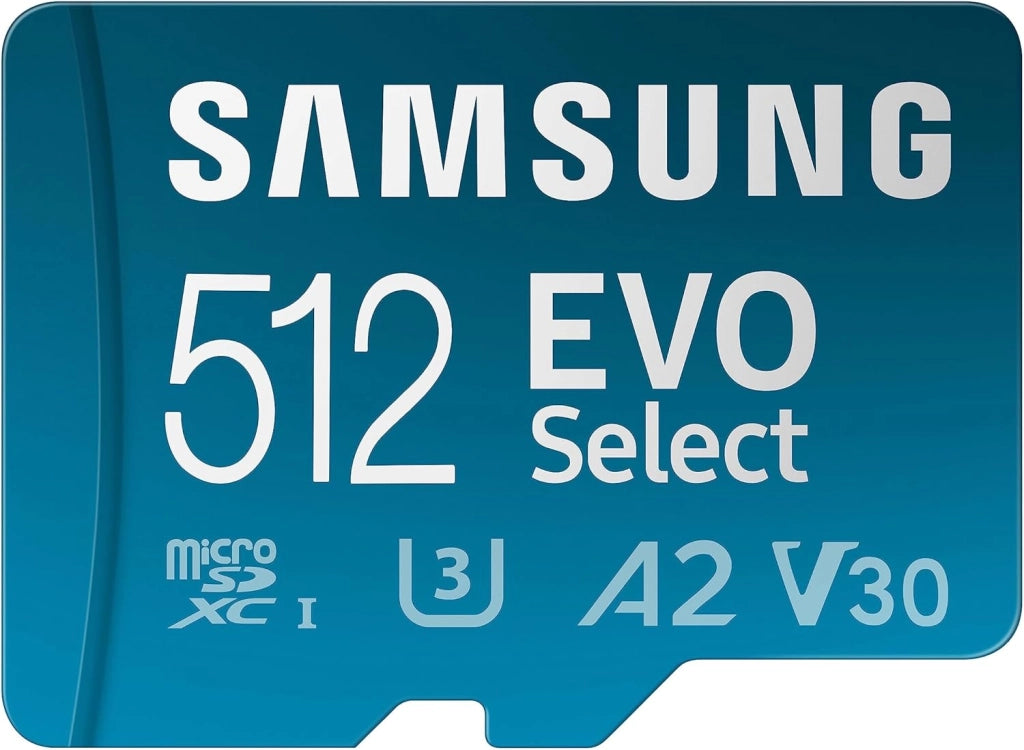 Samsung Memorie EVO Select Scheda MicroSD da 512GB, UHS-I U3, fino a 160 MB/s, compatibile con Smartphone, Tablet, Console Gaming, GoPro