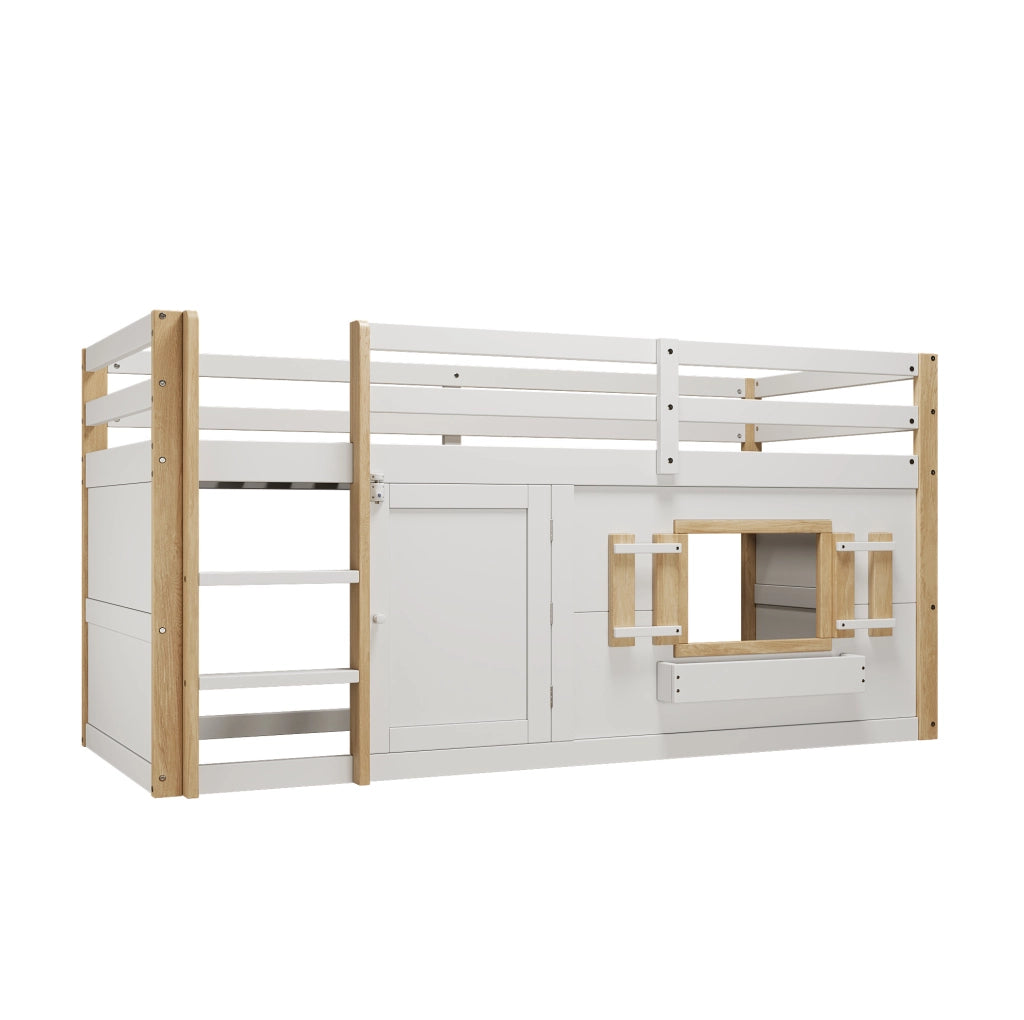 Letto a castello multifunzione 90x200 cm con area gioco, bianco