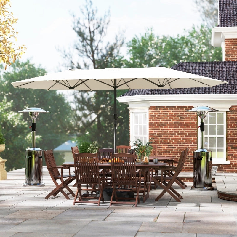 Doppio parasole ovale 436 x 260 cm struttura in acciaio protezione UV antivento a manovella ideale per balcone giardino spiaggia colore beige