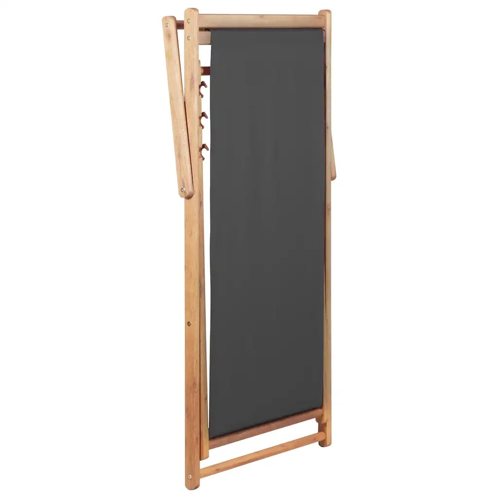 Sdraio da Spiaggia Pieghevole Telaio in Legno e Tessuto Grigio CFW6307895