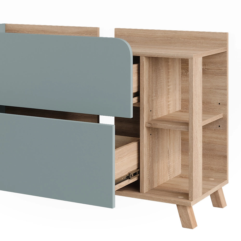 Vicco Mobiletto per lavabo Sonoma/blu 100 x 65 cm con 2 cassetti
