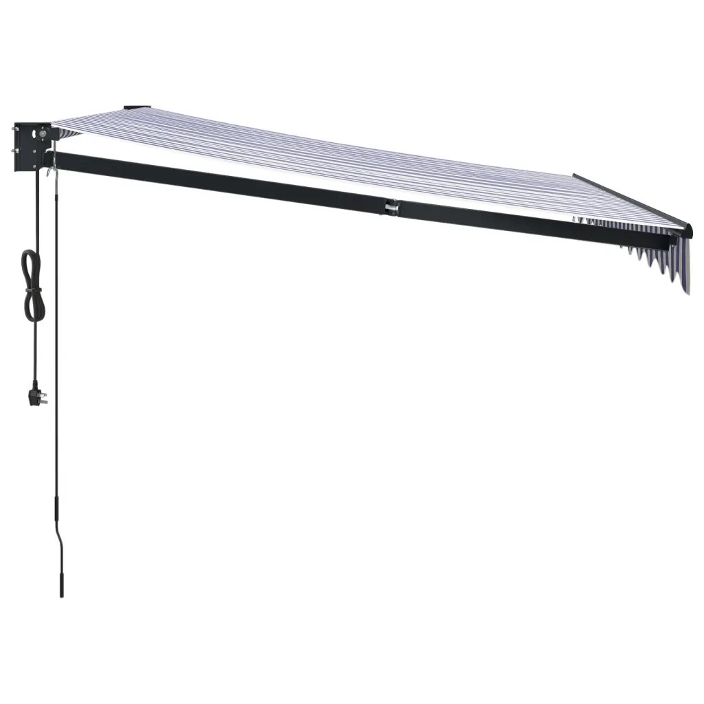 Tenda Sole Automatica Retrattile Blu e Bianca 3x2,5 m