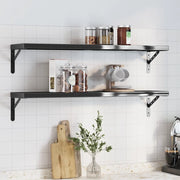 Mensole a Muro 2 pz 100x23,5 cm Nero in Acciaio Inossidabile 30289