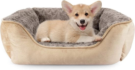 Letto per piccoli cani, cuscino per gatti, letto morbido per cani, cuscino per cani, letto per cani, cuscino per cani, letto per piccoli cani e gatti, S (51 x 48 x 18 cm), beige