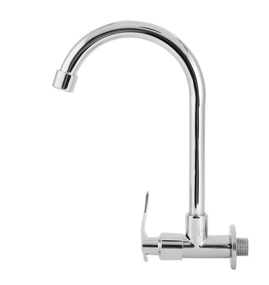 Crano da Cucina da Parete - Rubinetto Acqua Fredda - Cassetta in Ottone - Maniglia in Acciaio Inossidabile - Altezza 26 cm - Portata 14 cm - Rubinetto da Parete