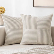 Set di 2 Cuscini 60 x 60 cm - Cuscini di Corduroy per Salotto, Camera da Letto e Balcone - Beige Decorativo