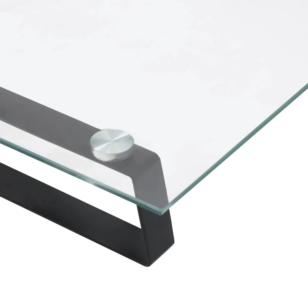 Supporto per monitor mobile da scrivania 100 x 20 x 8 cm vetro temperato e metallo nero 02_0044824