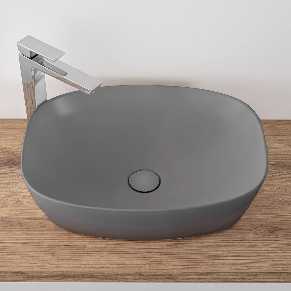 Lavabo da appoggio ovale 60x41 cm grigio scuro opaco Tokyo