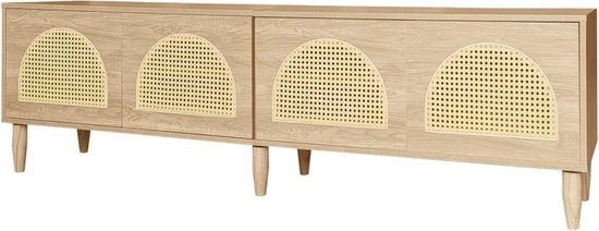 Tv meubel Japandi stile - 4 porte - cassettone in legno - 180x40x51 cm